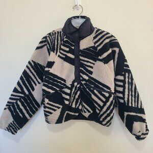 Free People Movement Hit the Slopes Fleece Sherpa Jacket Black Beige XS